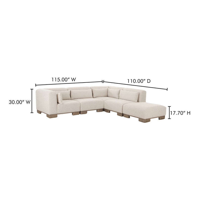 Oatmeal modular sectional sofa with right chaise; 115"W x 110"D x 17.70"H.