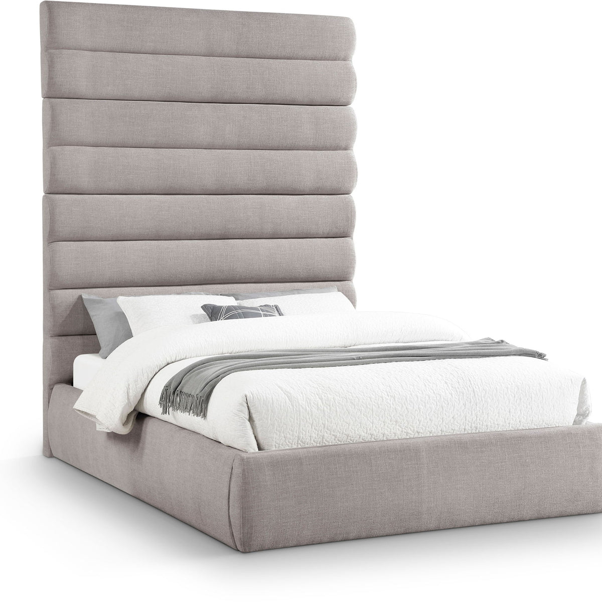 Adam - Linen Fabric Bed With 89" Headboard