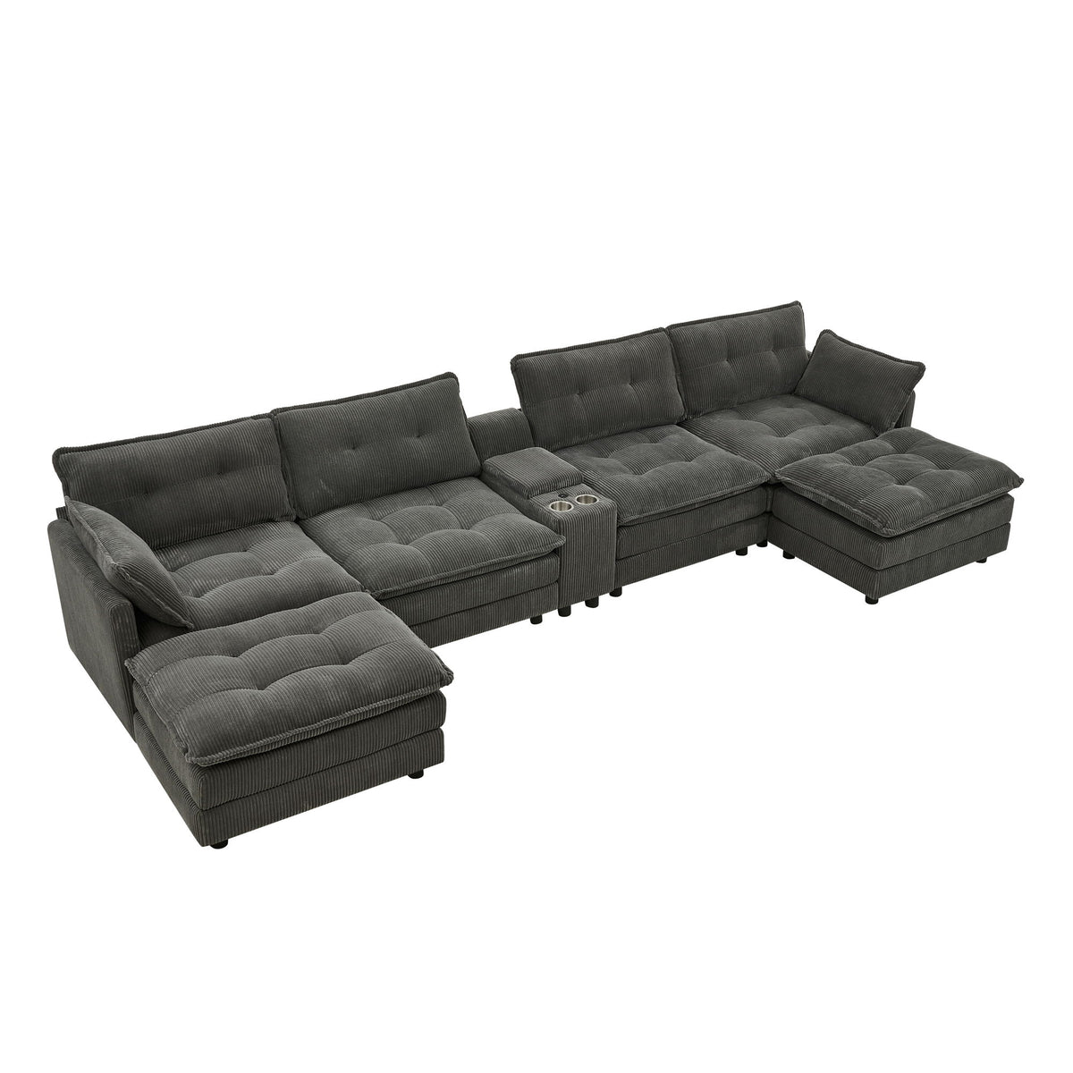 Oversized Modular Sectional Sofa With Multi Functional Console