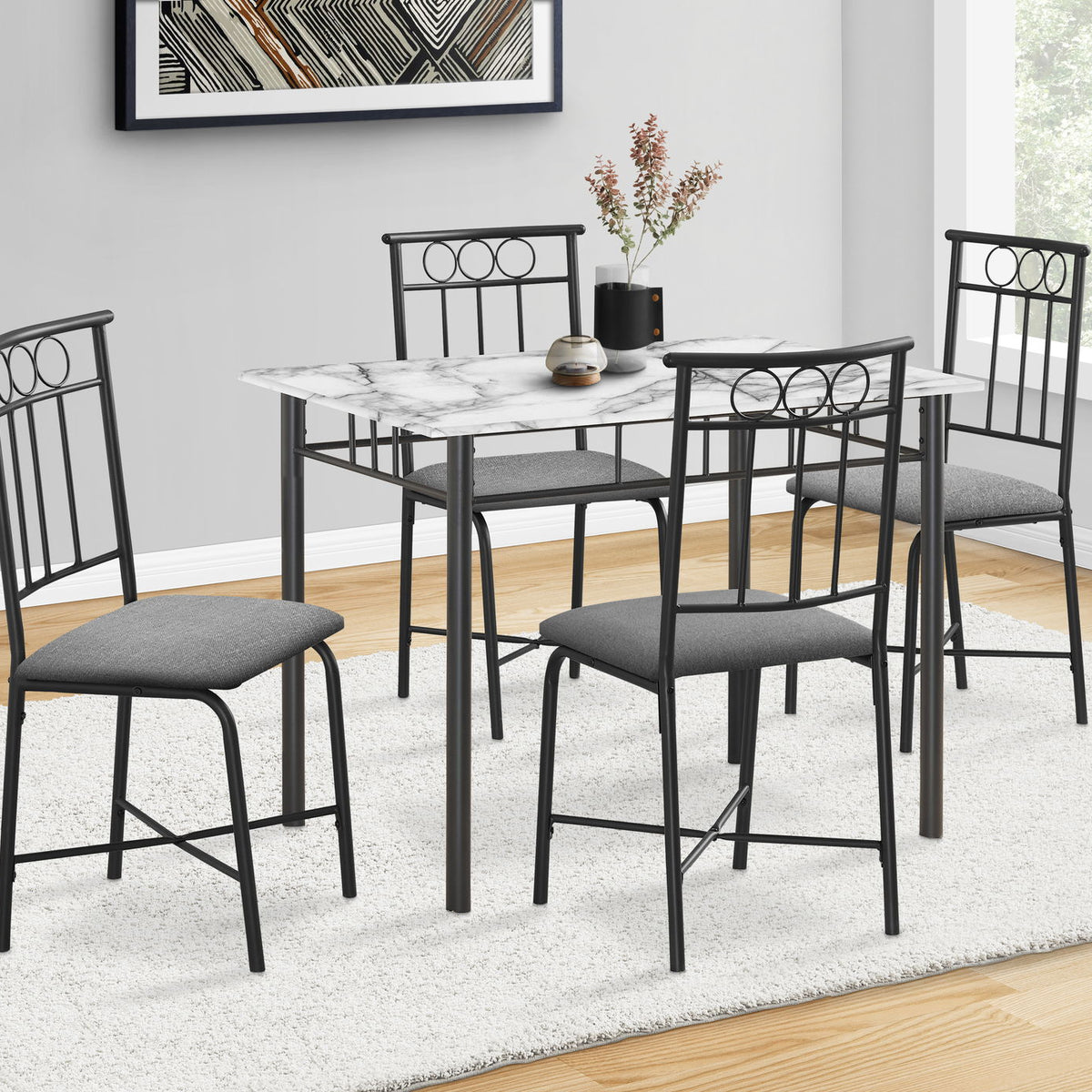 5 Pieces Dining Table Set, Small, Rectangular
