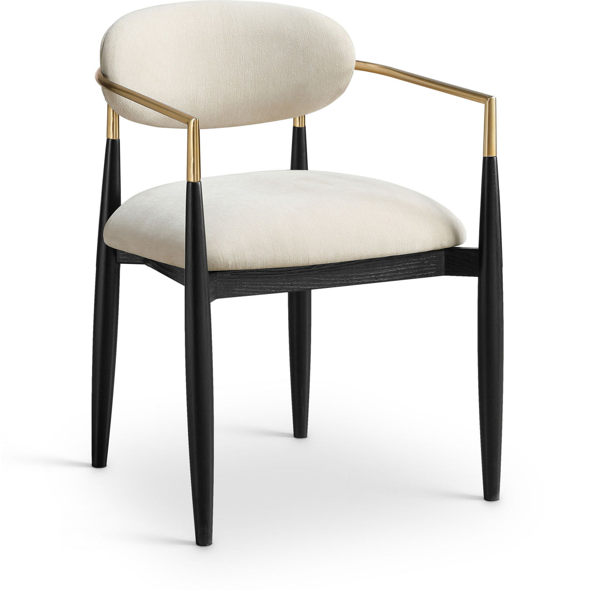 Riccio - Fabric Dining Arm Chair (Set of 2) - Black And Gold Frame