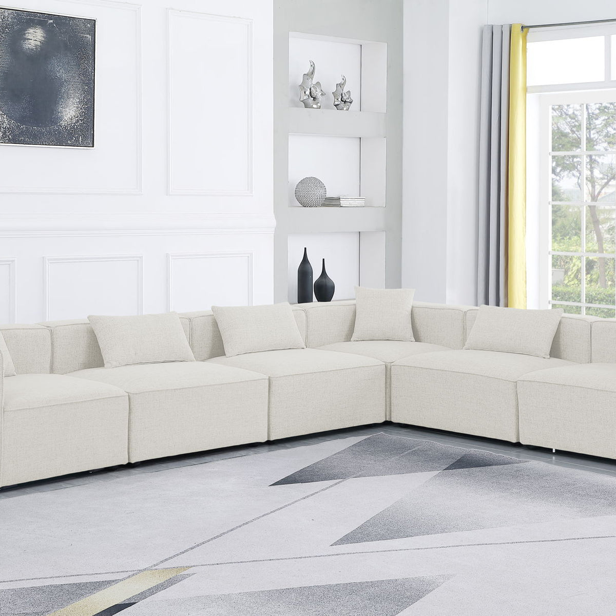 Cube - Linen 6 Piece Modular Corner Sectional