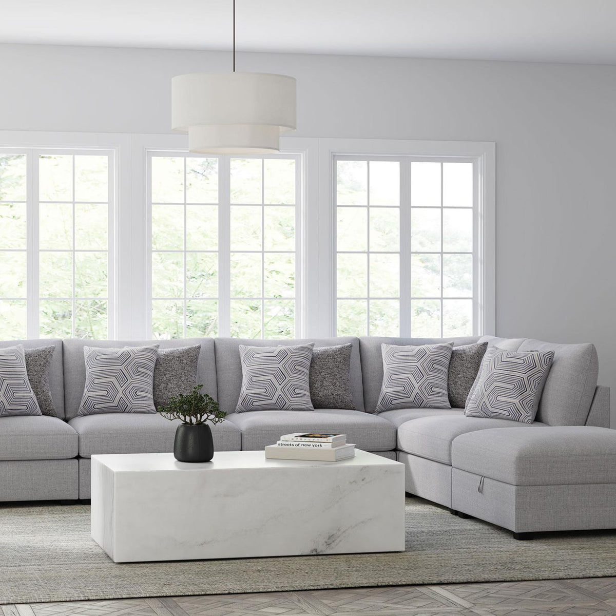 Cambria 6-piece Upholstered Modular Sectional Sofa Grey