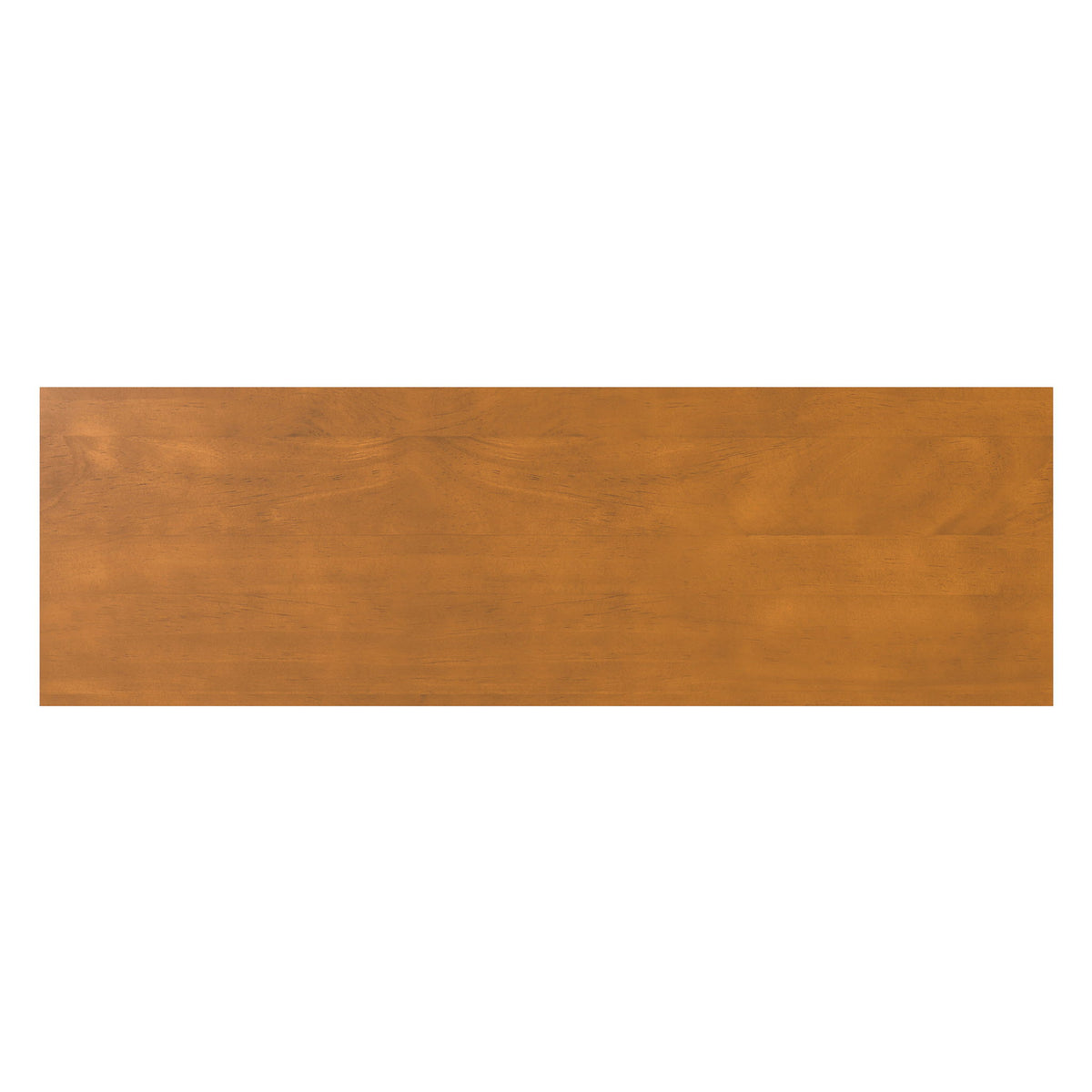 Tall TV media stand in light brown wood-grain finish, top panel detail