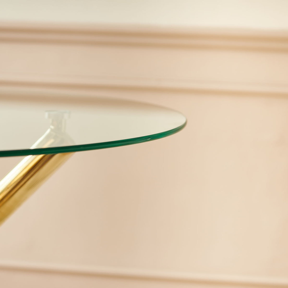 Dining Table With Metal Leg And Glass, Modern Space Saving Kitchen Table For Living Room - Golden