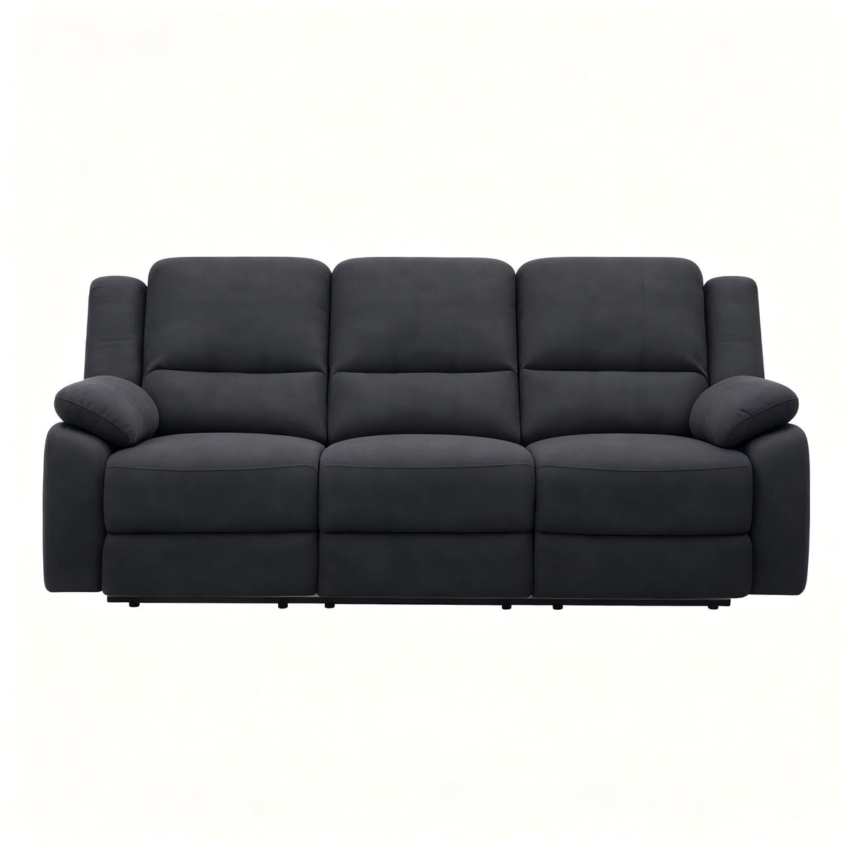 3 Seat Manual Reclining Sofa With Deep Recline - Black