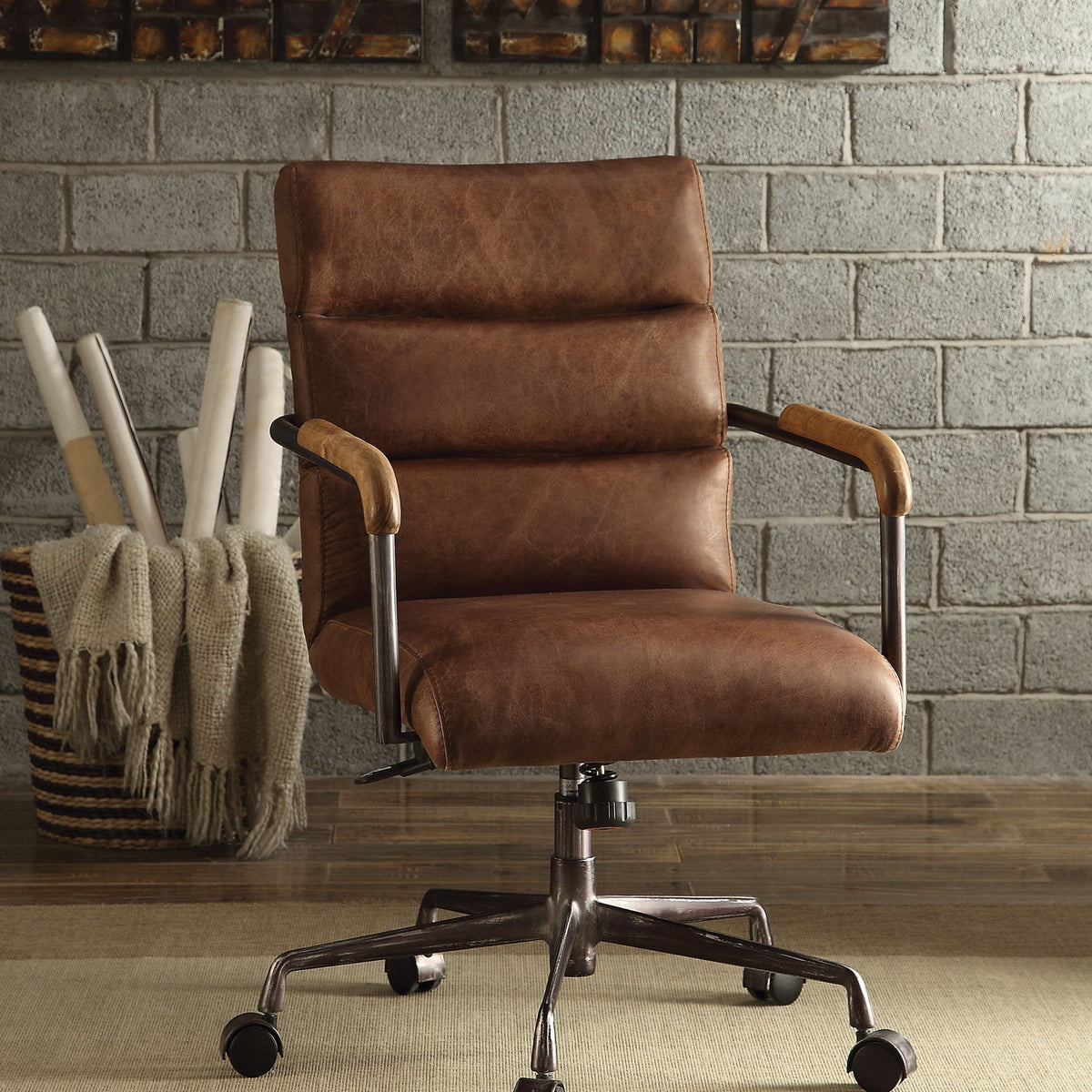 Harith - Retro Top Grain Leather Office Chair