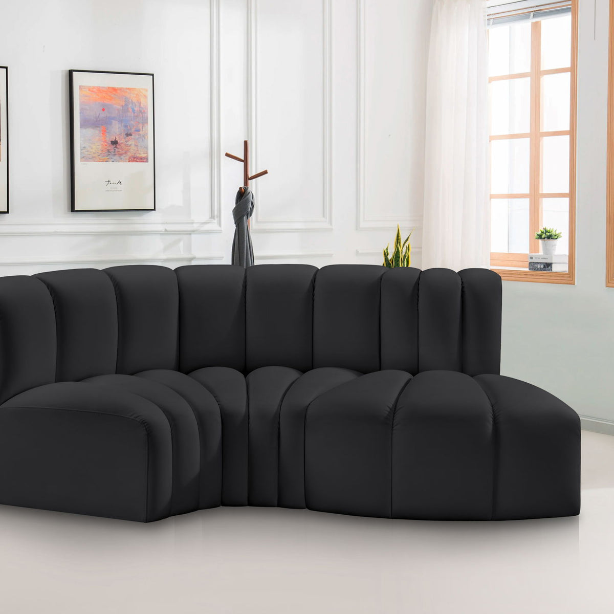 Arc - Faux Leather 3 Piece Modular L-Shaped Sofa