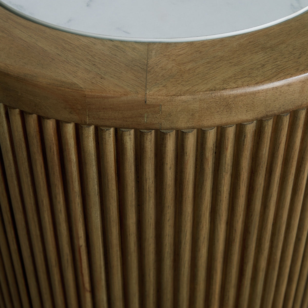 Camdill - Round End Table - Light Brown / White