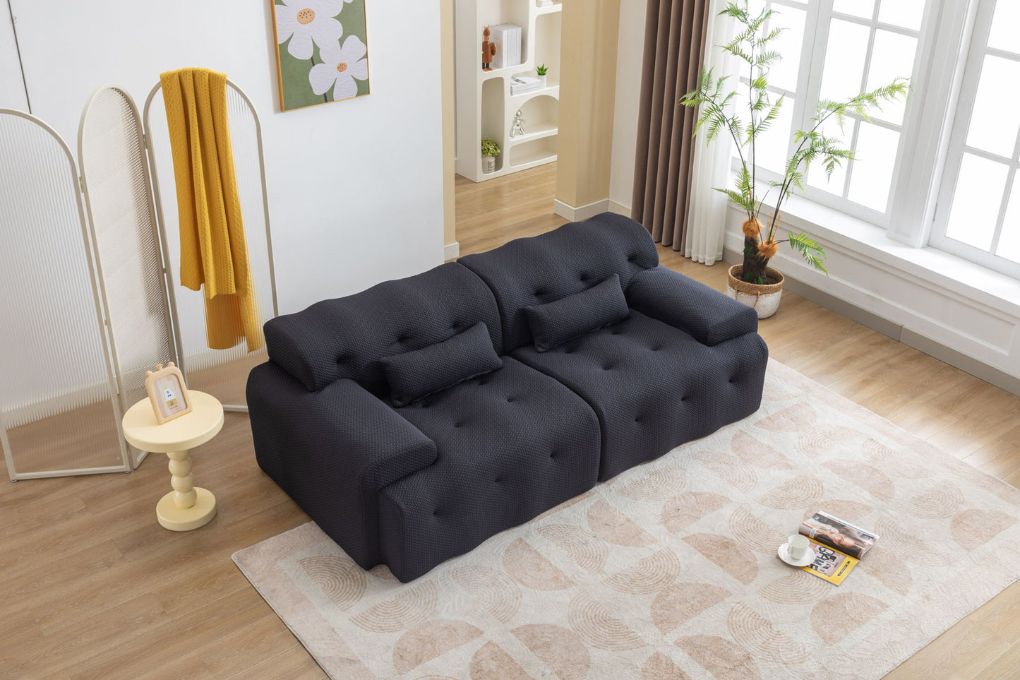 Large Size 2 Seater Sofa, Pure Foam Comfy Sofa Couch, Modern Lounge Sofa For Living Room, Apartment