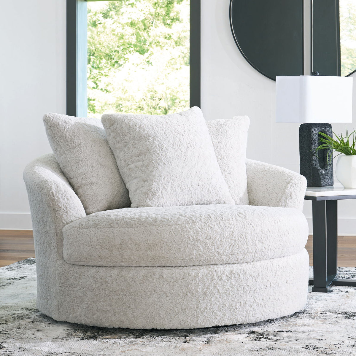 Cuddle Plush - Oversized Swivel Accent Chair - Arctic