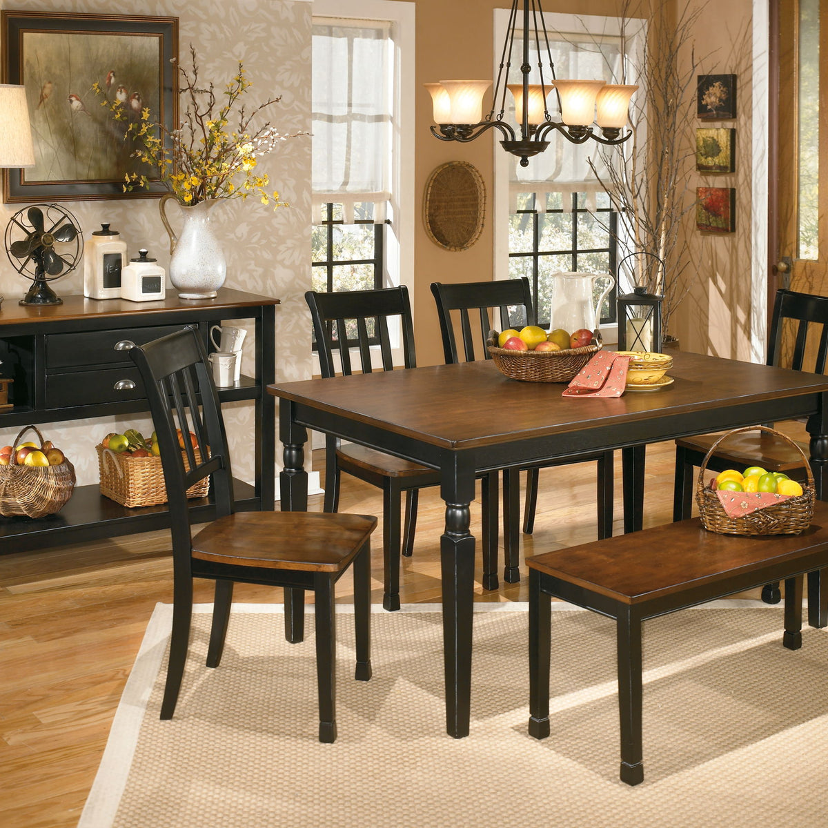 Owingsville - Large Dining Room Bench - Black / Brown