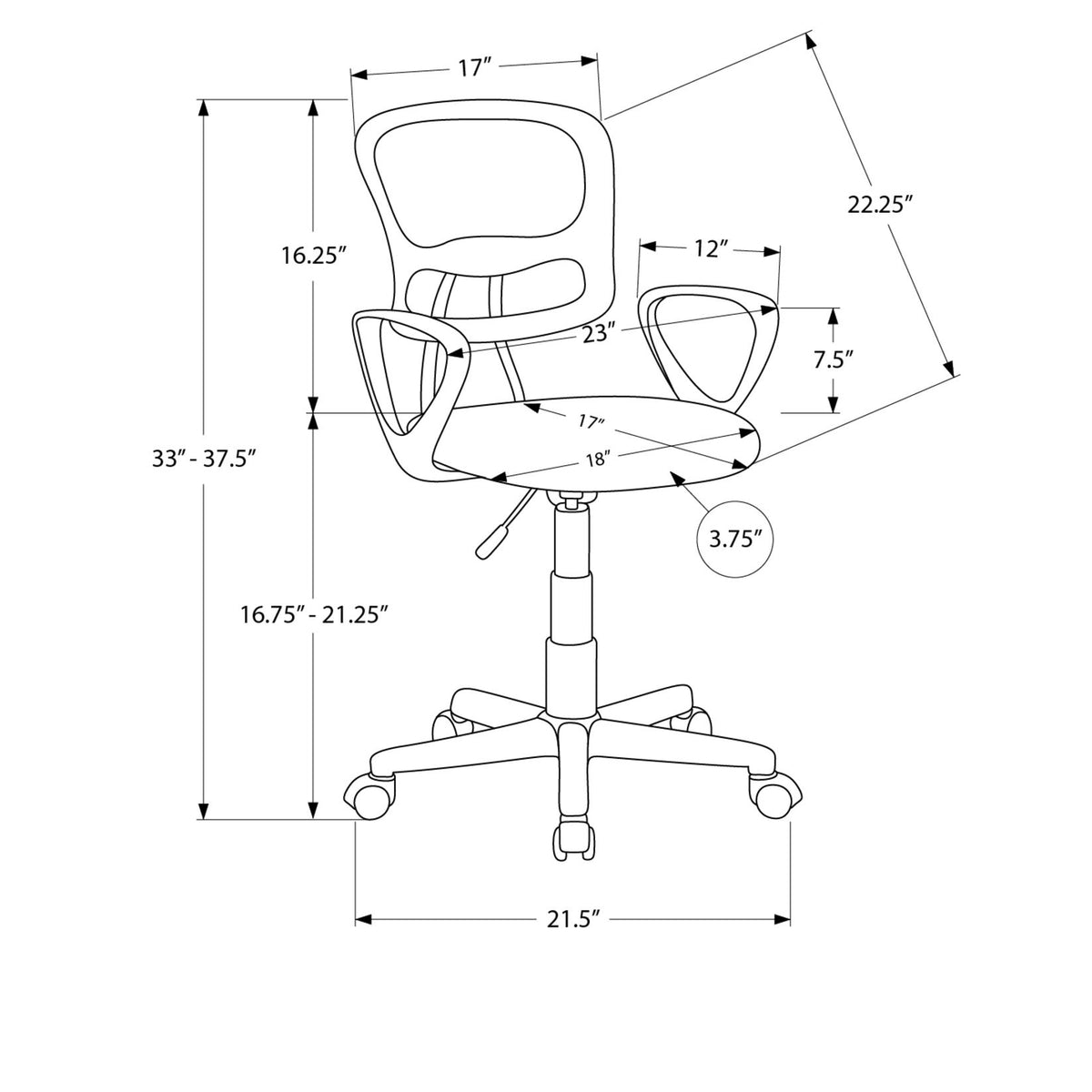 Office Chair, Adjustable Height, Swivel Ergonomic, Armrests, Contemporary