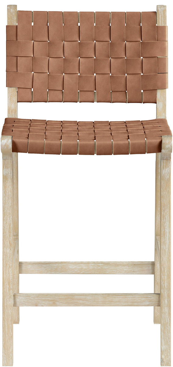 Entwine - Vegan Leather Upholstered Counter Stool - Painted Natural