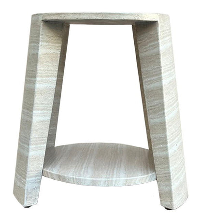 Rosen - Outdoor Concrete Round End Table - Travertine