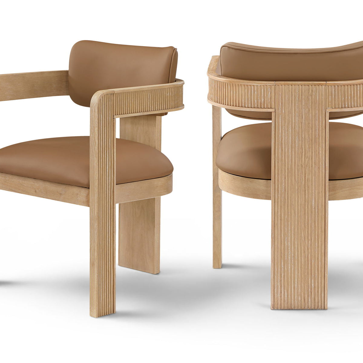 Sacha - Vegan Leather Upholstered Dining Chair With Natural Base (Set of 2)