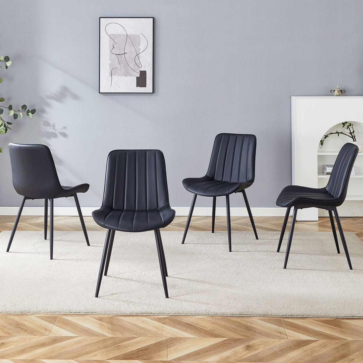 Modern Style Extended Seat Cushion Dining Chair Set