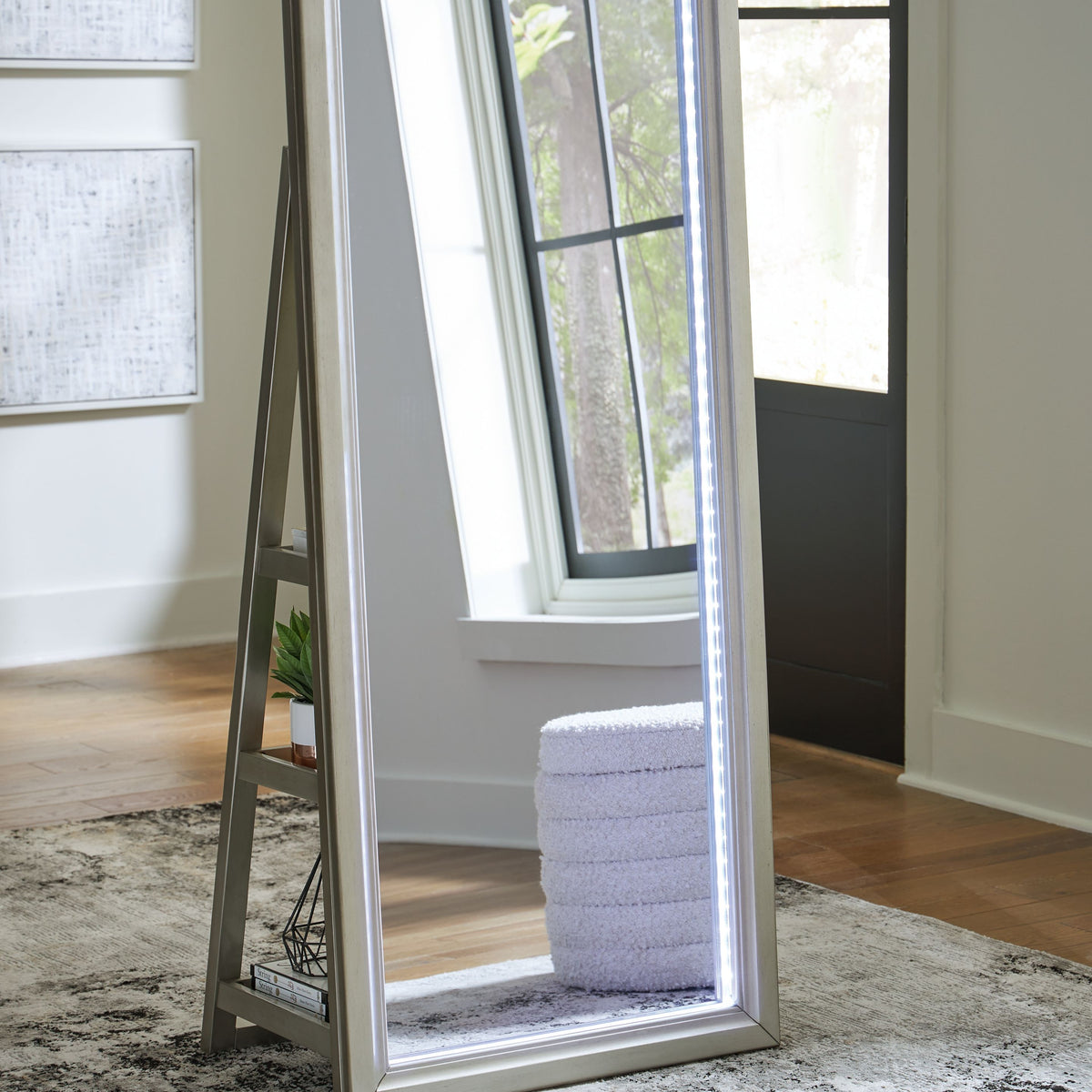 Evesen - Champagne - Floor Standing Mirror With Storage
