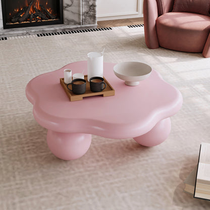 Cloud-Shaped Coffee Table Sphere Legs Pink 35-inch