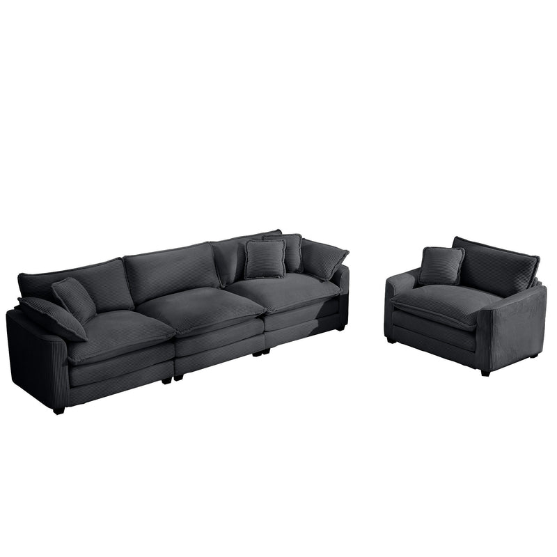 Elegant Corduroy Oversized Sectional Sofa Set With Deep Seats And Flexible Layout