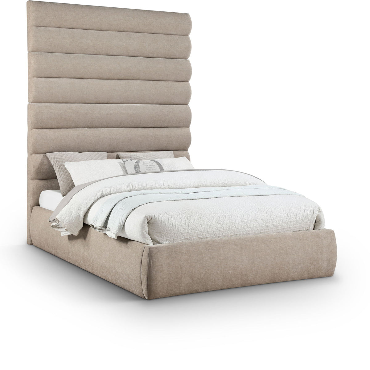 Adam - Chenille Fabric Bed With 89" Headboard