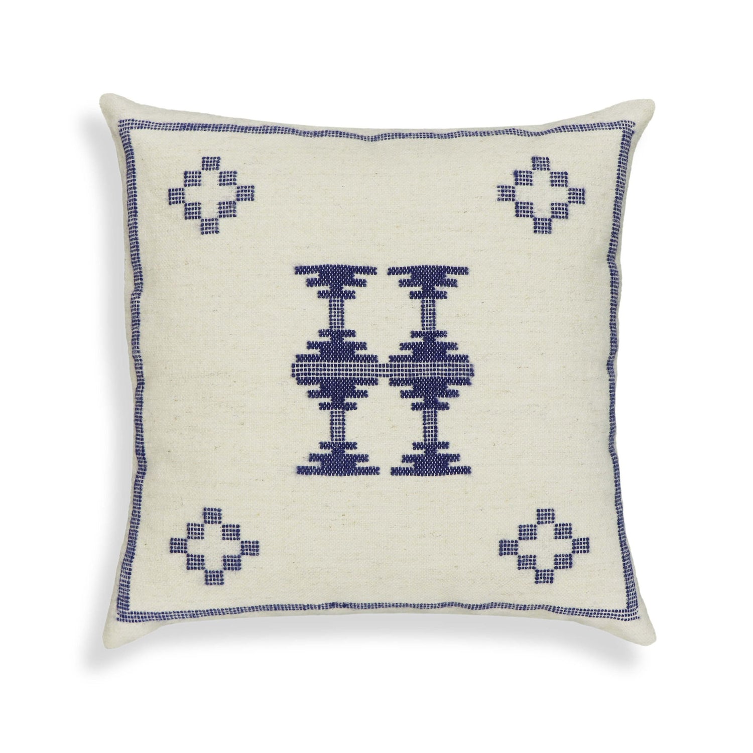 Aztec - 20" Square Accent Cushion Cover - Cream / Indigo