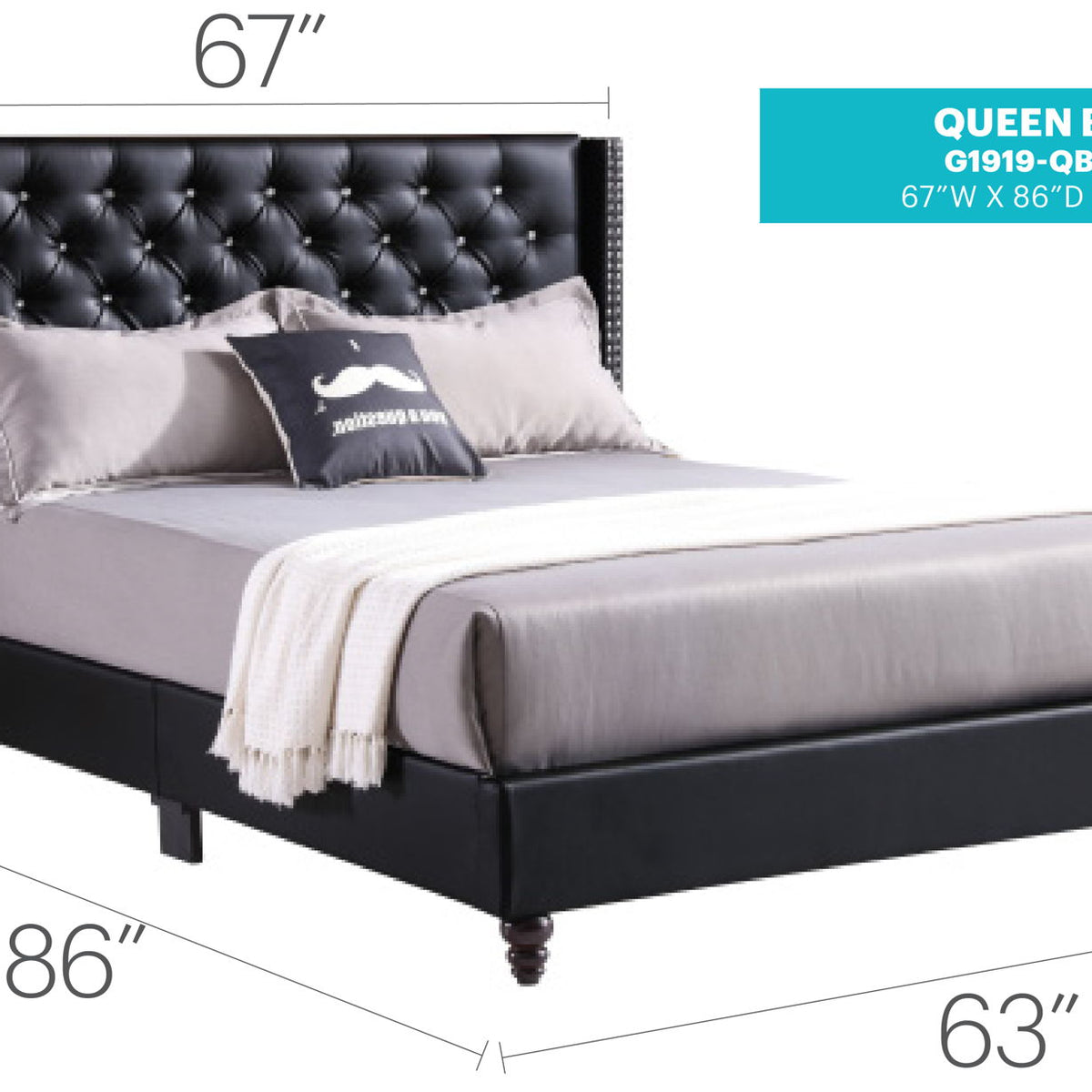 Upholstered Nailhead Trim Chic Bed