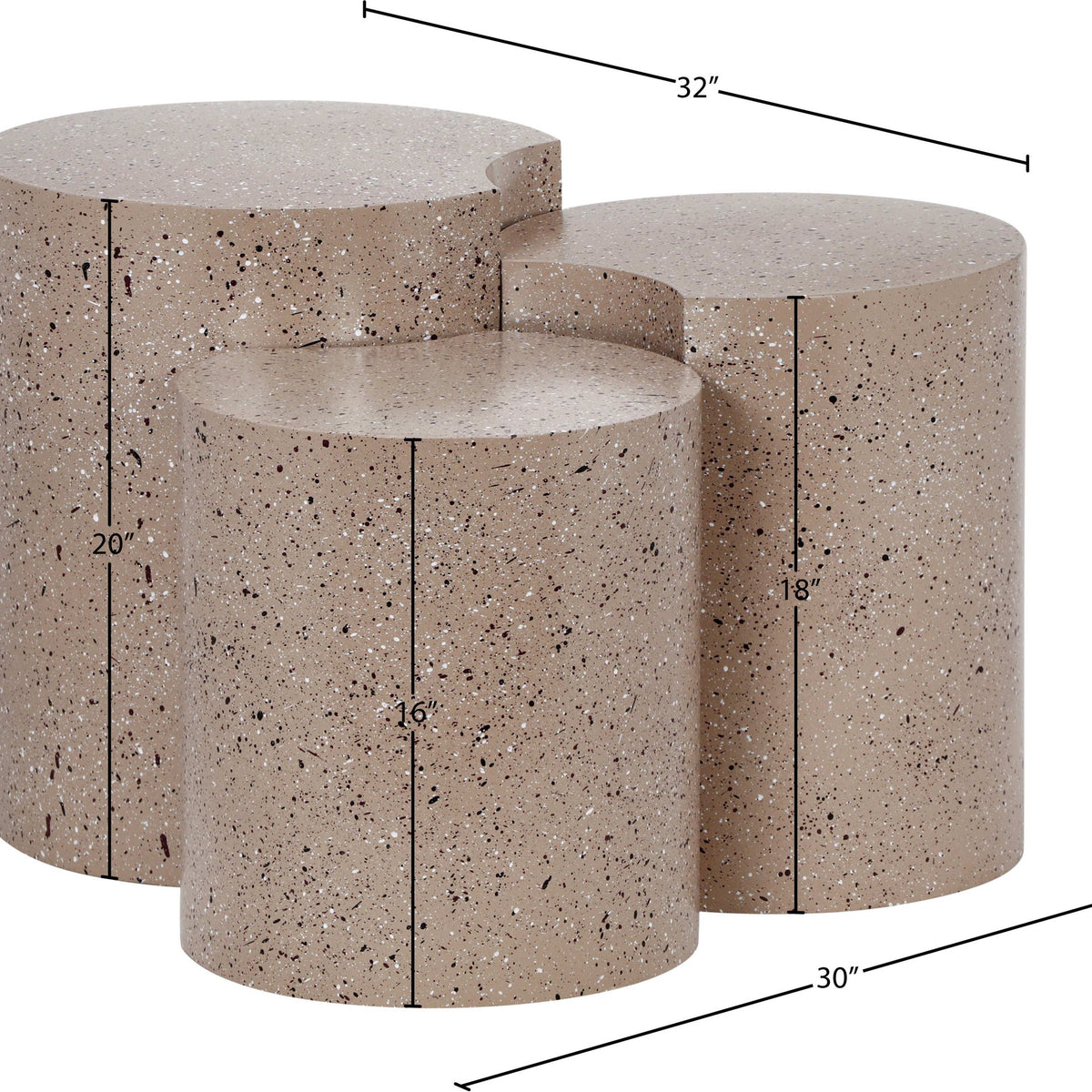 Dimple - 20" 3 Piece Modular End Table - Terazzo Finish