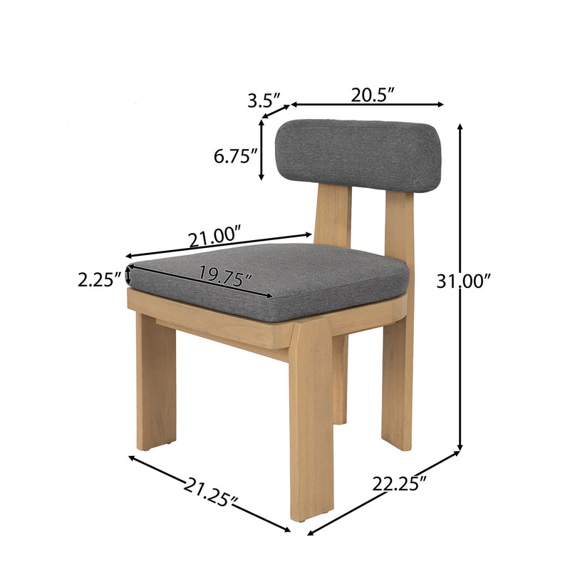 Dining Chairs With Rolled Cushion Back & Seat, Indoor Outdoor (Set of 2)