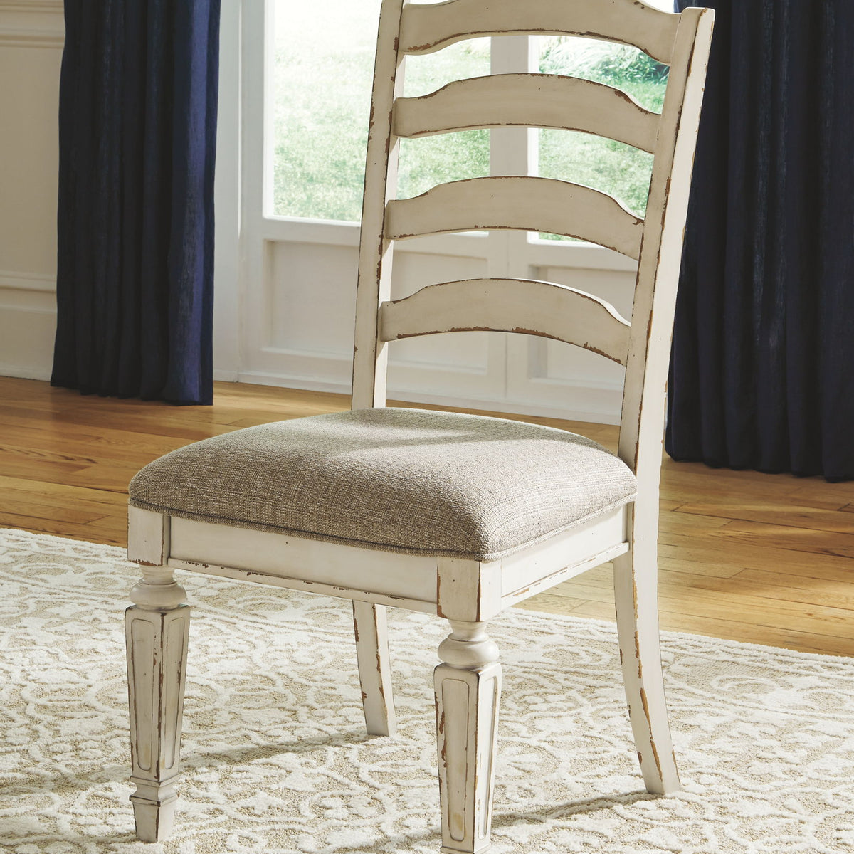 Realyn - Dining UPH Side Chair (Set of 2) - Ladderback - Chipped White