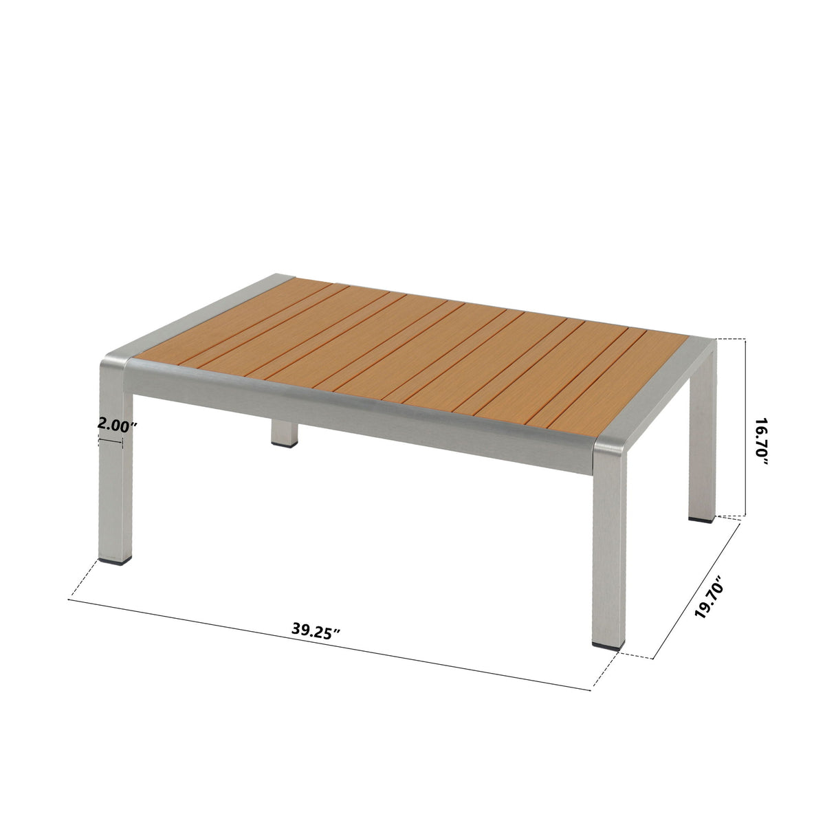 Cora - Outdoor Aluminum Coffee Table - Natural / Silver