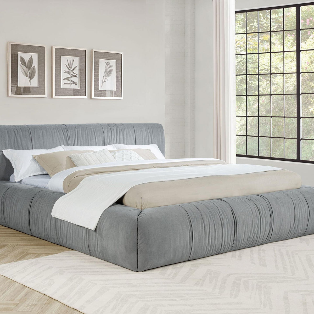 Wilshire Upholstered Eastern King Platform Bed Grey