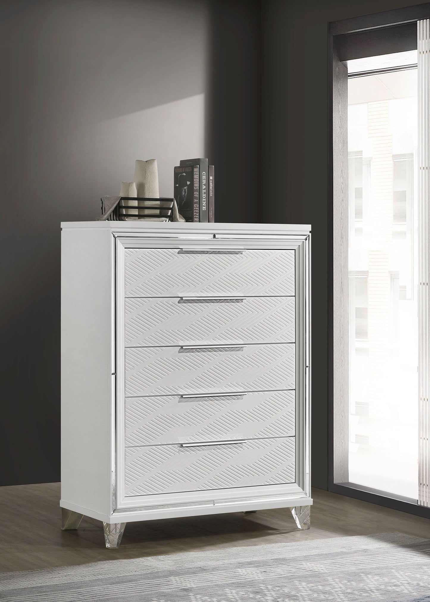 Marmore - 5-Drawer Bedroom Chest Of Drawers - White