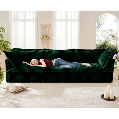 3-Seater Slipcovered Corduroy Sofa - Green Corduroy