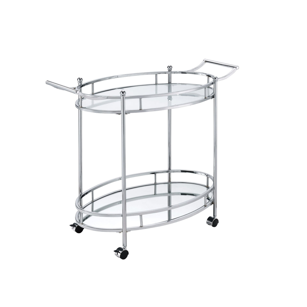 Jinx - Clear Glass Serving Cart - Silver