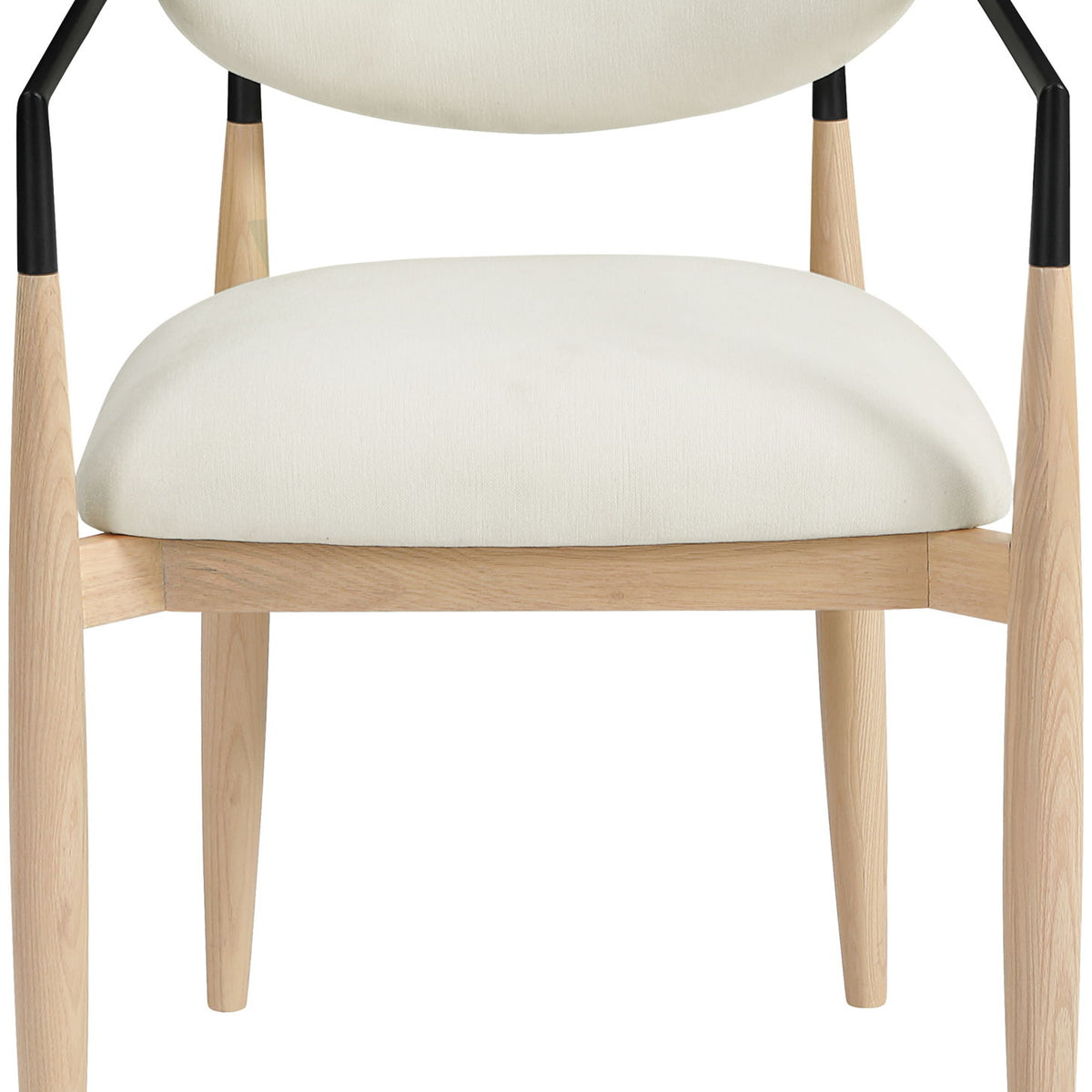 Riccio - Performance Fabric Upholstered Dining Arm Chair (Set of 2) With Light Brown Legs - Cream