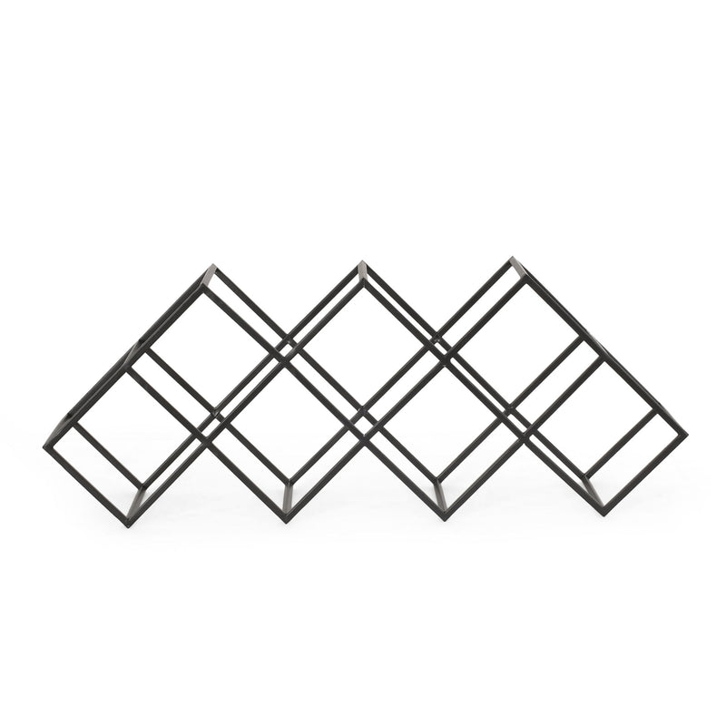 Modern Industrial Tabletop Wine Rack With 7 Bottle Holders - Black