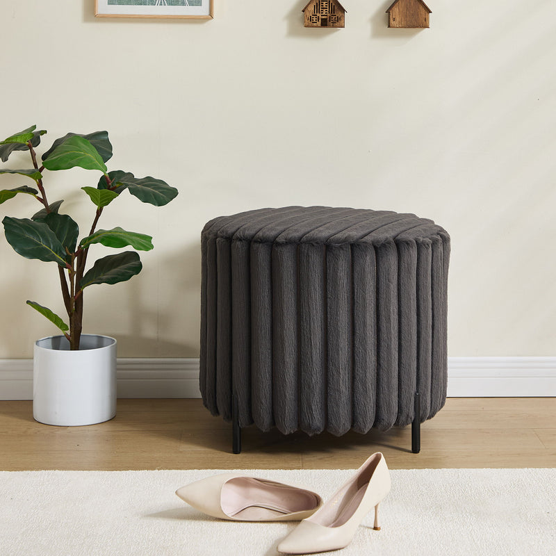 Wide Upholstered Round Pouf Ottoman Foot Rest