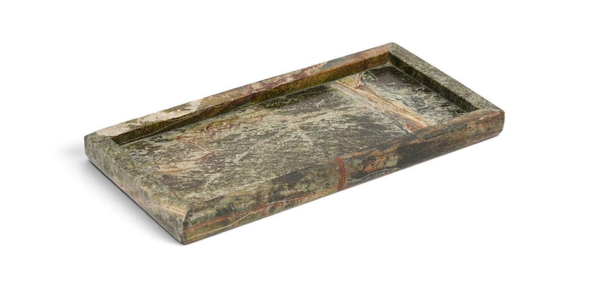 Genuine marble tray with weathered green stone and rust accents