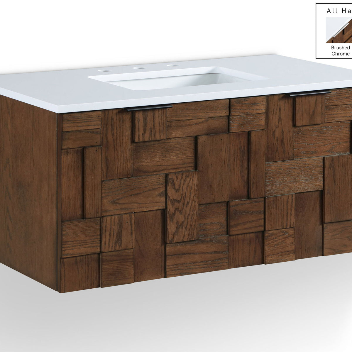 Leonardo - Engineered Stone And Solid Wood 24" Wall Mounted Bathroom Vanity