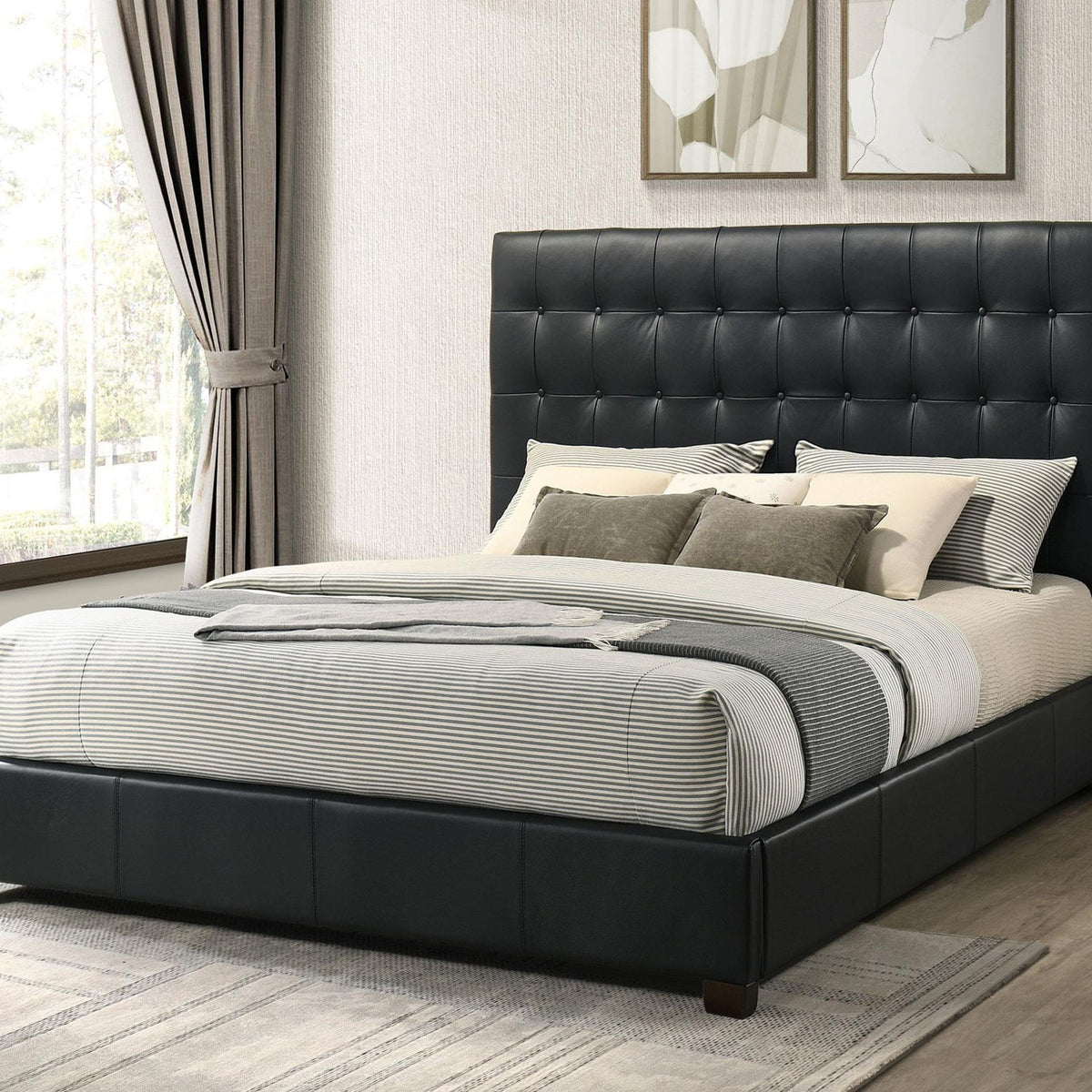Medley Genuine Leather Eastern King Platform Bed Black