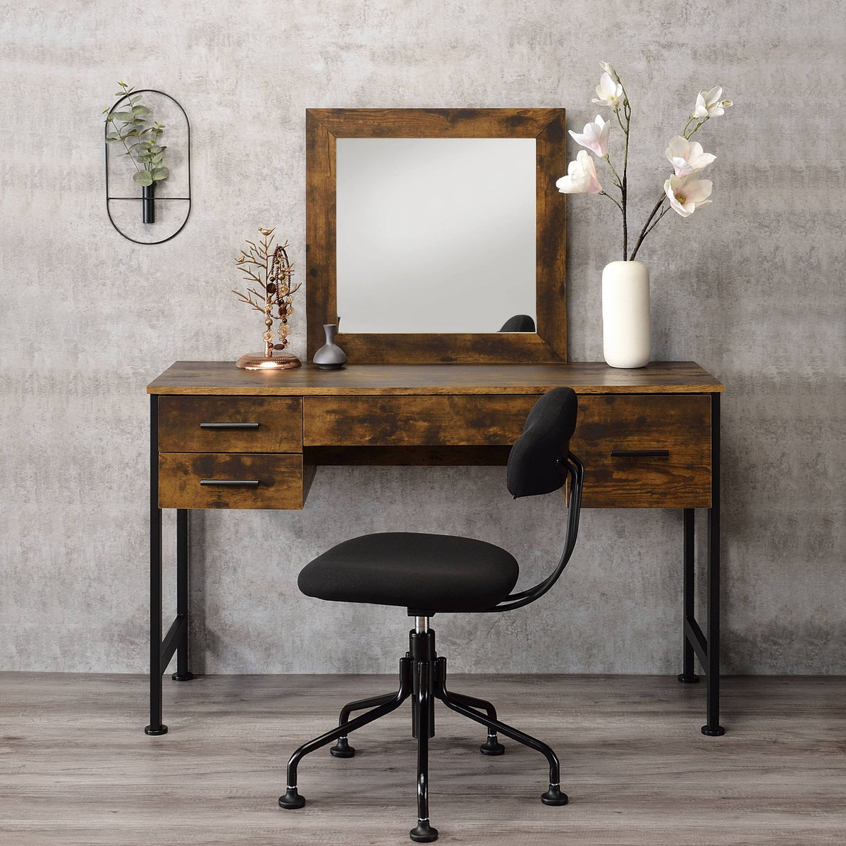 Juvanth - Rustic Vanity Desk Mirror - Oak