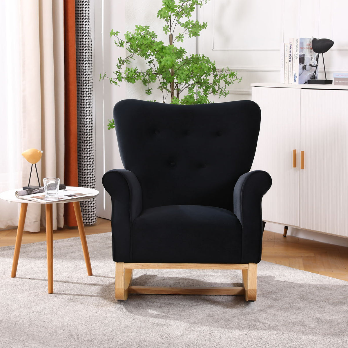 Modern Rocking Chair, Upholstered Accent Chair For Nursery, Small Contemporary Rocke