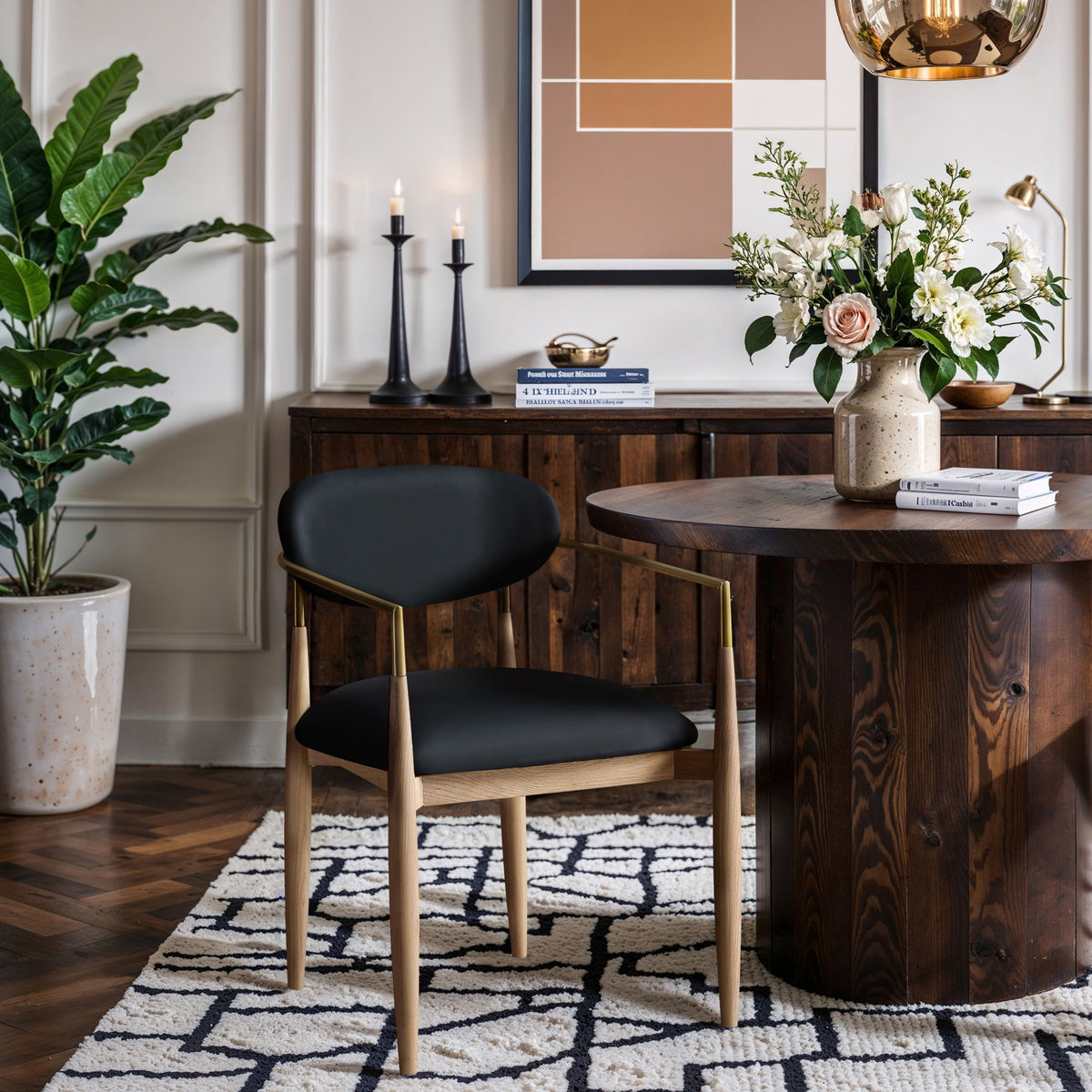 Riccio - Dining Arm Chair (Set of 2) - Natural And Gold Frame