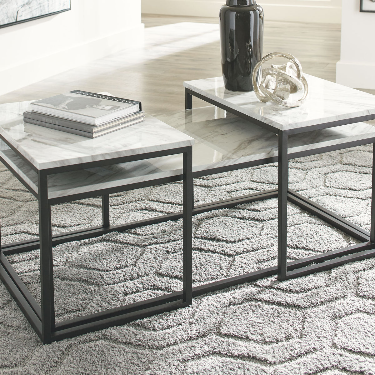 Donnesta - Gray / Black - Occasional Table Set (Set of 3)