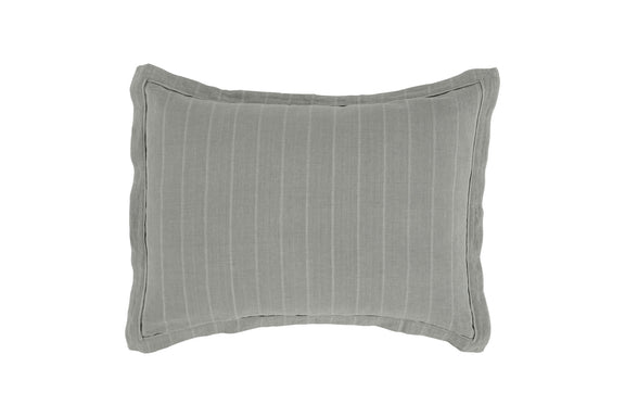 Monaco sham cover, medium gray vertical stripe pattern with piped edge