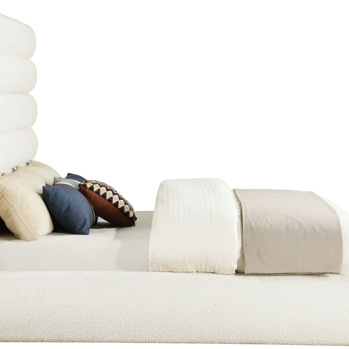 Adam - Boucle Fabric Bed With 70.5" Headboard