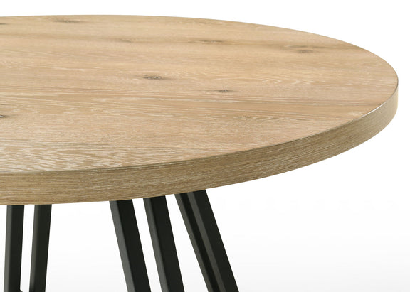 Round oak dining table top with light wood grain and thick rounded edge