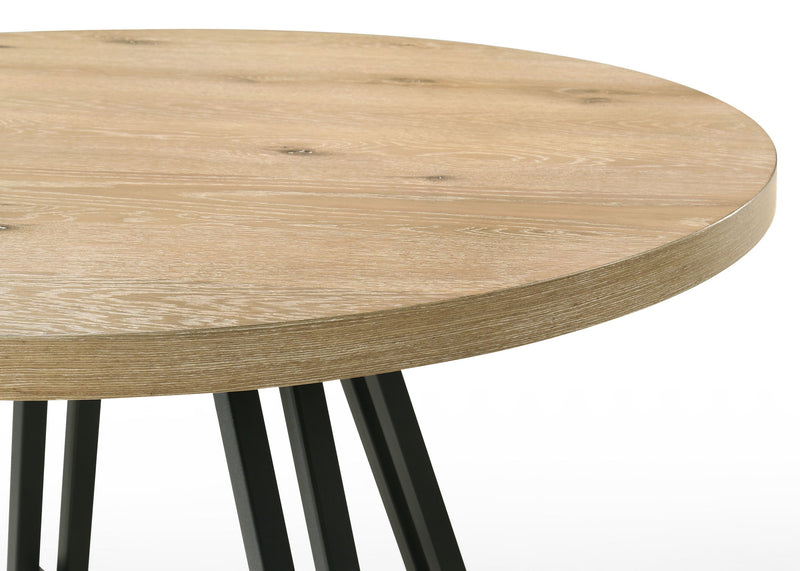 Round oak dining table top with light wood grain and thick rounded edge
