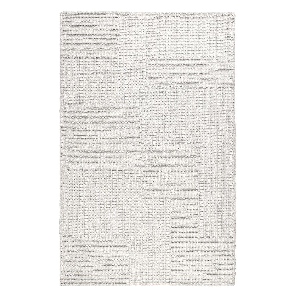 Clayton ivory area rug with woven textured blocks and a clean geometric layout